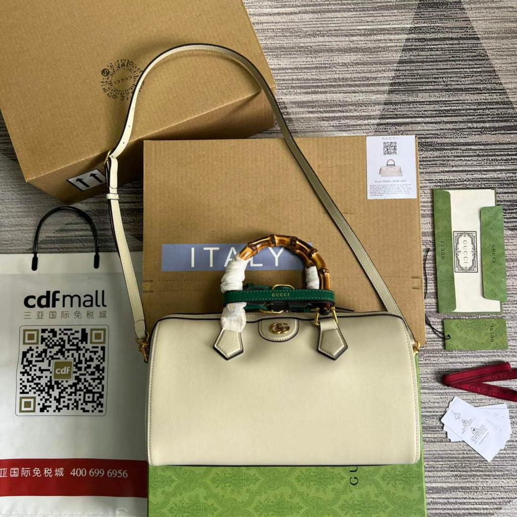 Gucci 655663 Gucci Diana Japan Limited Small Top Handle Bag White