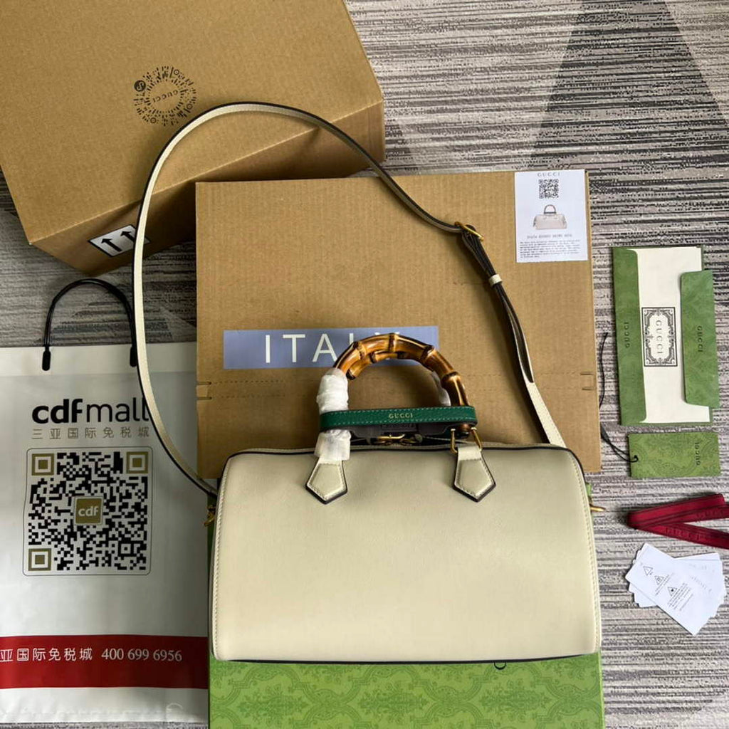 Gucci 655663 Gucci Diana Japan Limited Small Top Handle Bag White