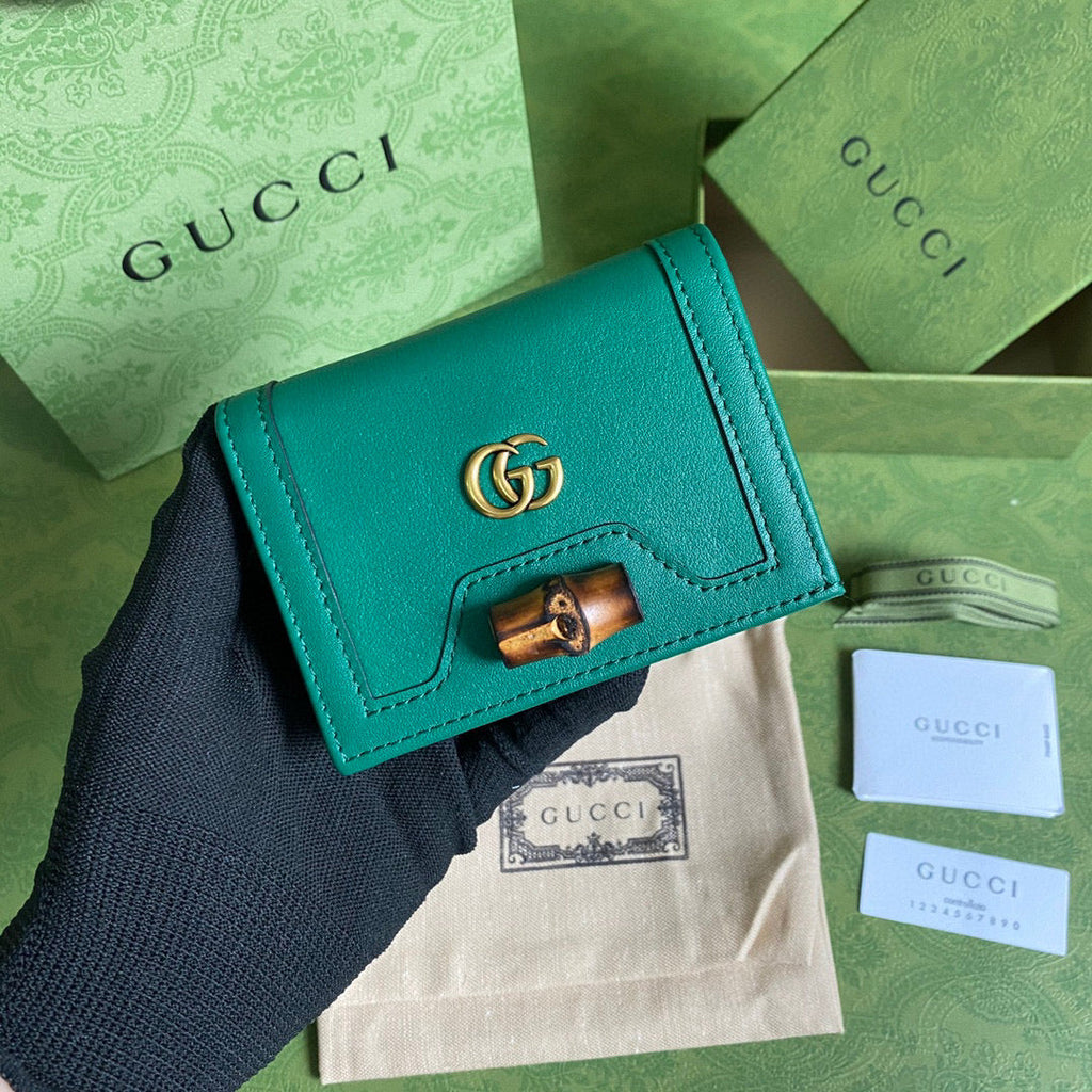 Gucci ??658244 Diana Card Case Wallet in Green