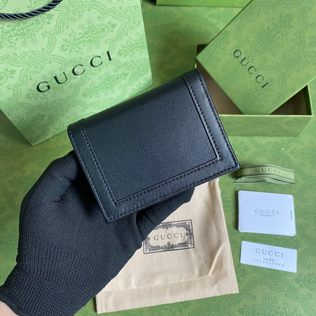 Gucci ??658244 Diana Card Case Wallet in Black