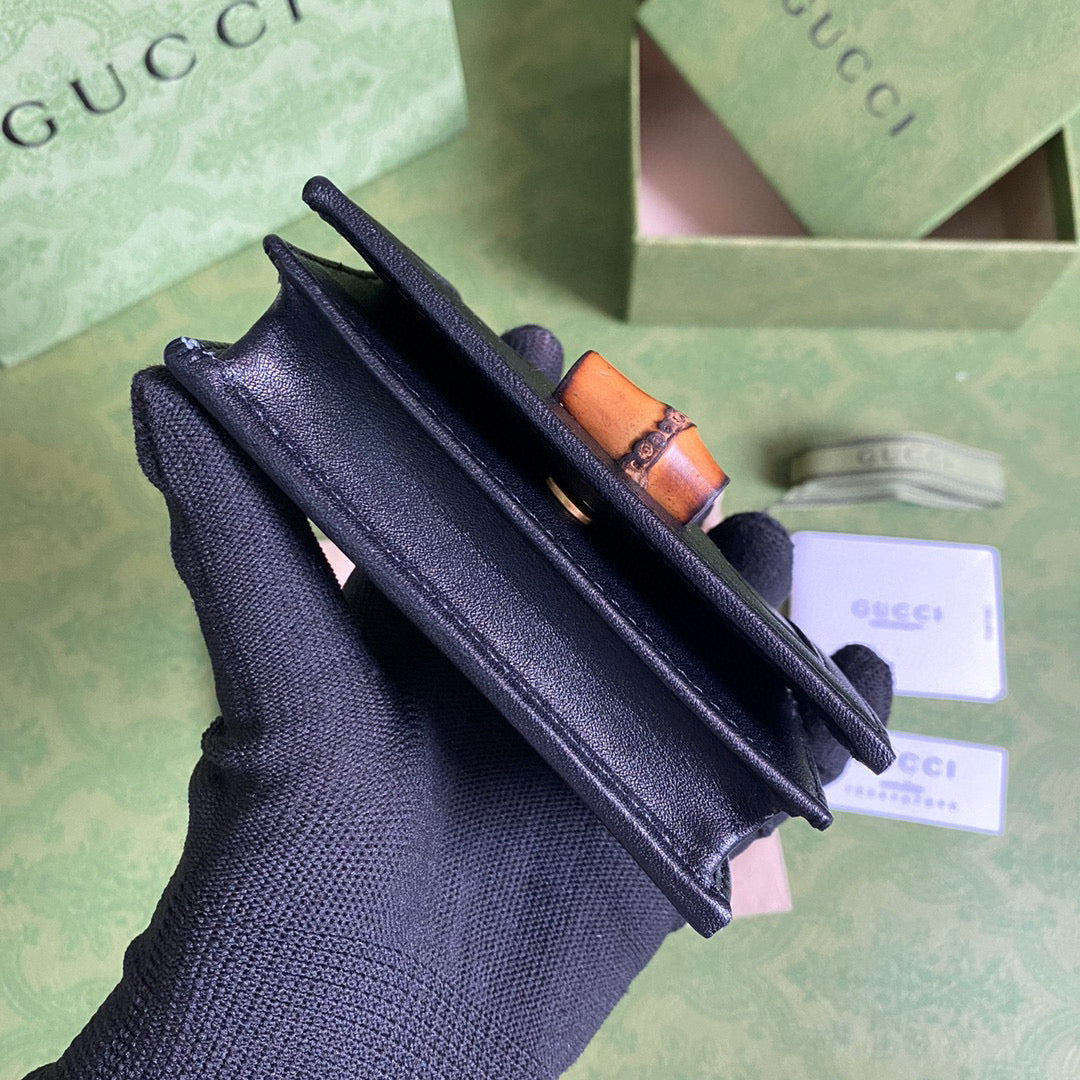 Gucci ??658244 Diana Card Case Wallet in Black
