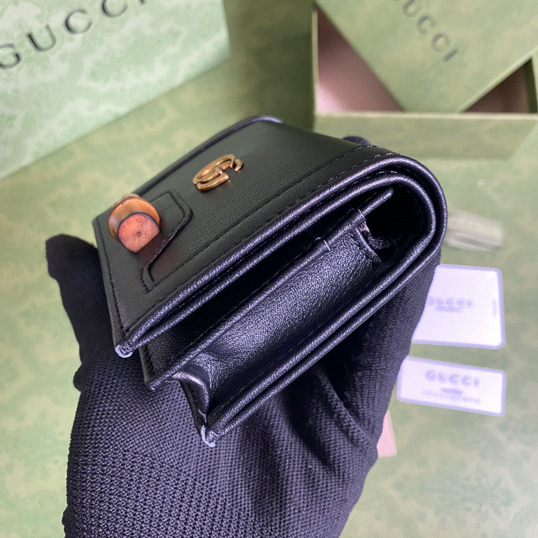Gucci ??658244 Diana Card Case Wallet in Black
