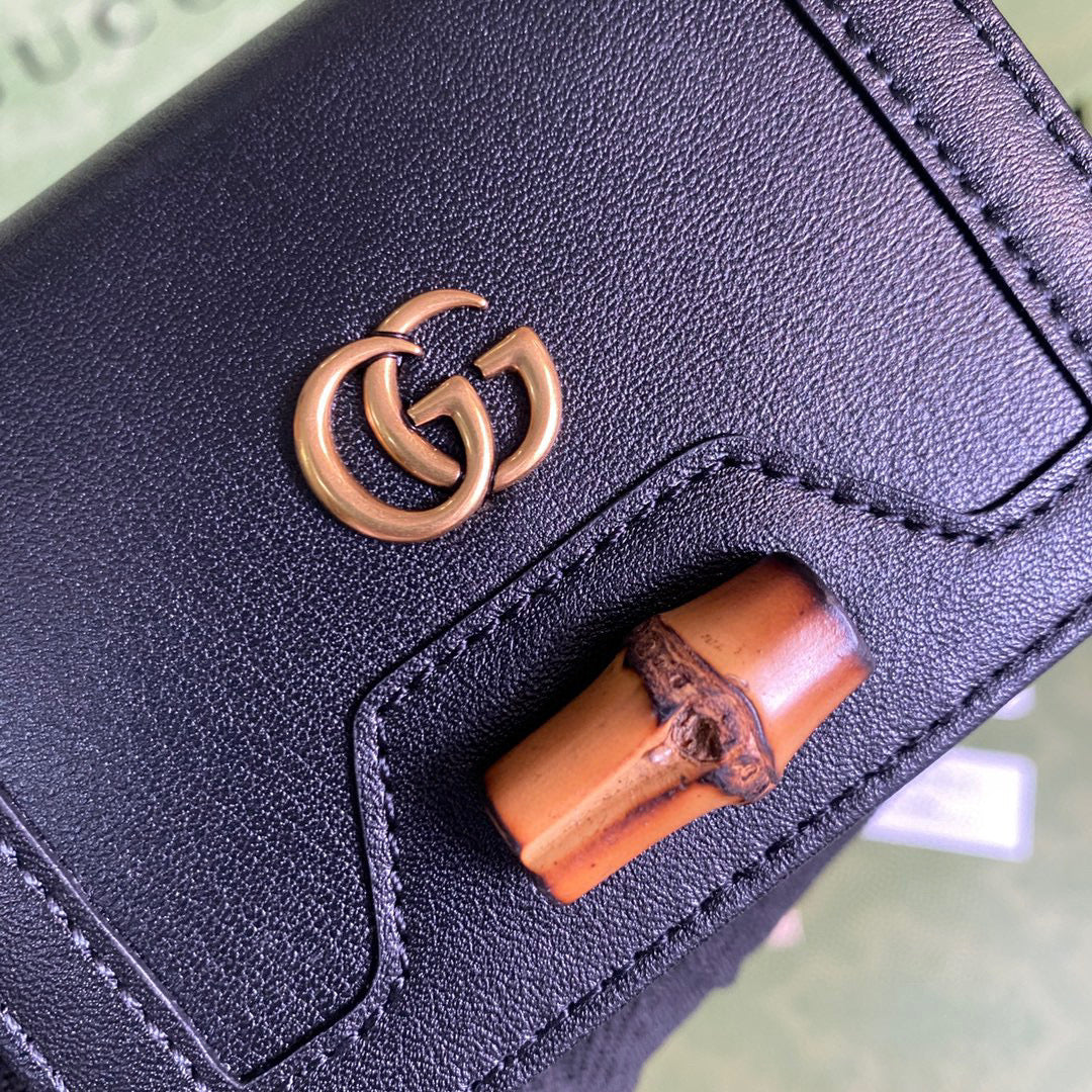Gucci ??658244 Diana Card Case Wallet in Black