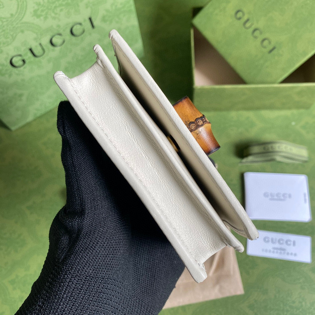 Gucci ??658244 Diana Card Case Wallet in White