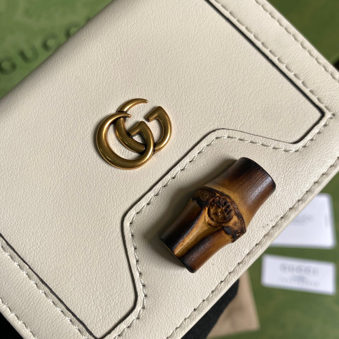 Gucci ??658244 Diana Card Case Wallet in White