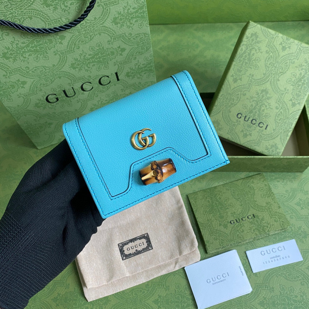 Gucci ??658244 Diana Card Case Wallet in Blue