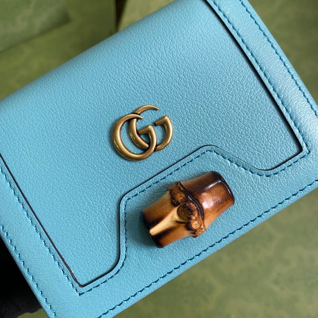 Gucci ??658244 Diana Card Case Wallet in Blue