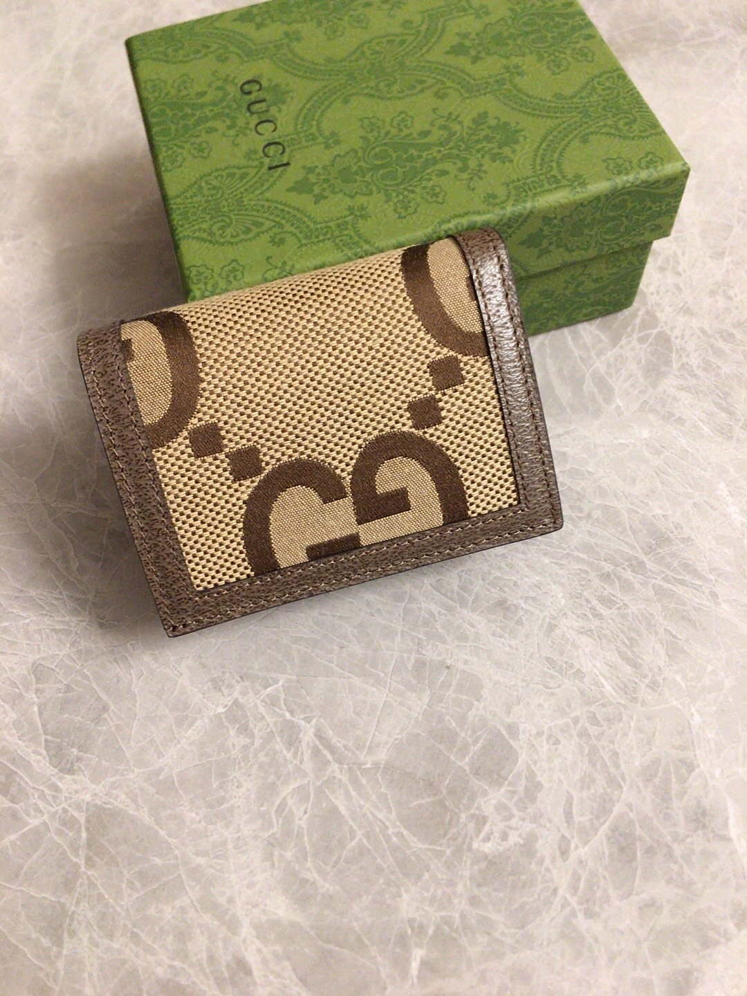 Gucci 658244 Original Brown leather bamboo wallet