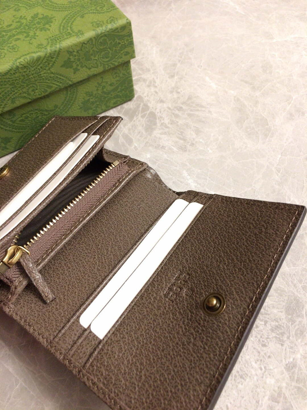 Gucci 658244 Original Brown leather bamboo wallet