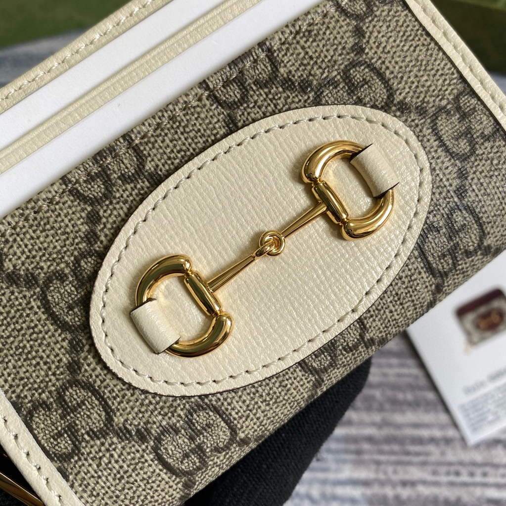 Gucci ?a€?58549 Gucci Horsebit 1955 Card Case White