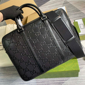 Gucci 658573 Men's GG embossed briefcase Bag Black - Default Title - View 3