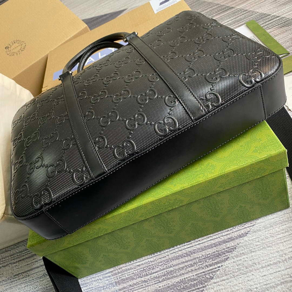 Gucci 658573 Men's GG embossed briefcase Bag Black