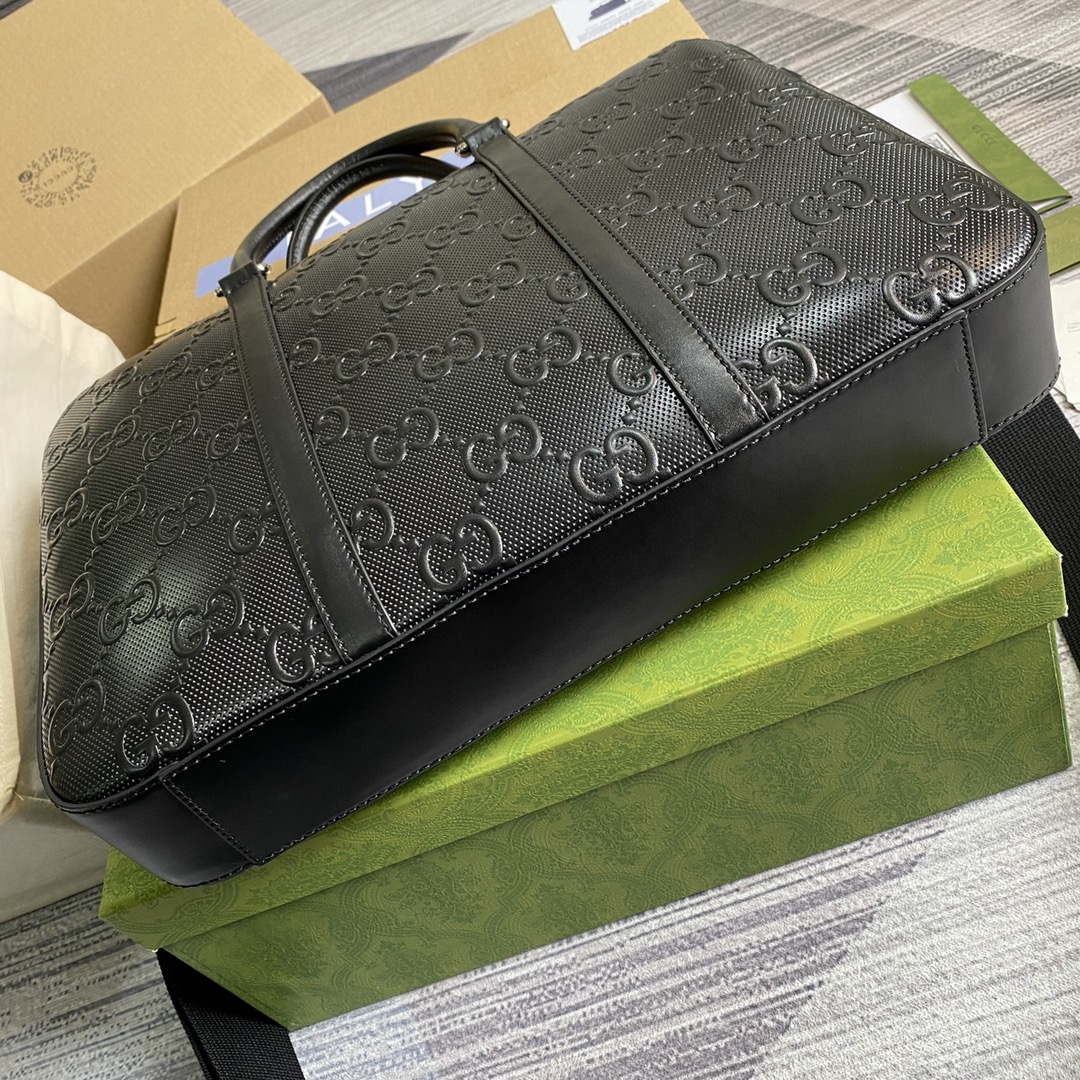 Gucci 658573 Men's GG embossed briefcase Bag Black