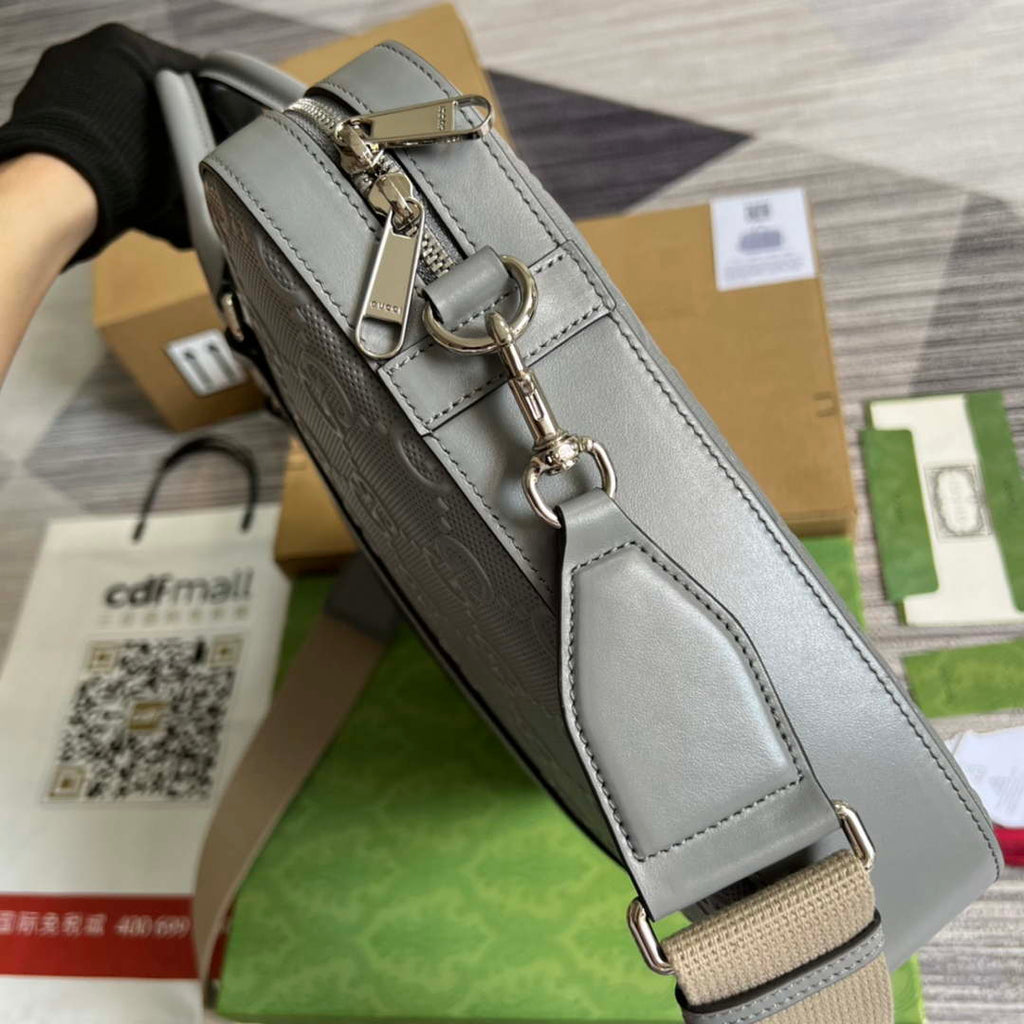 Gucci 658573 Men's GG embossed briefcase Bag Gray