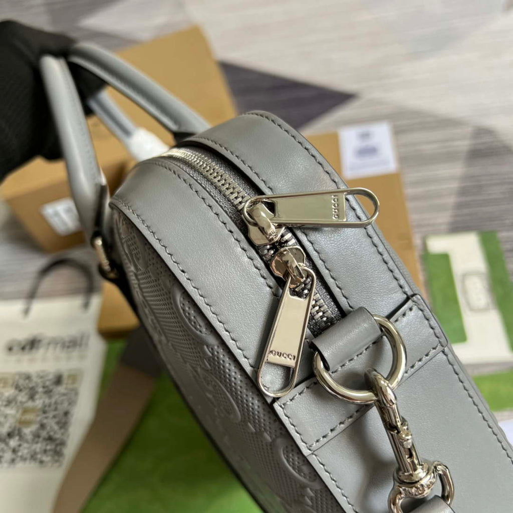 Gucci 658573 Men's GG embossed briefcase Bag Gray