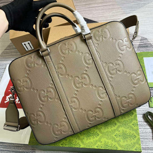Gucci 658573 Men's GG embossed briefcase Bag Taupe - Default Title - View 4