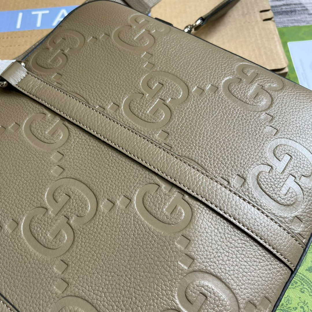 Gucci 658573 Men's GG embossed briefcase Bag Taupe