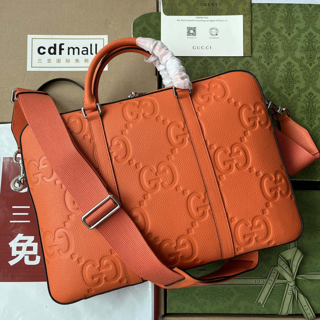 Gucci 658573 Men's Jumbo GG Briefcase Bag Orange