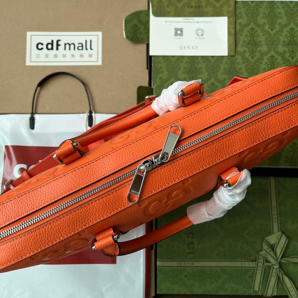 Gucci 658573 Men's Jumbo GG Briefcase Bag Orange
