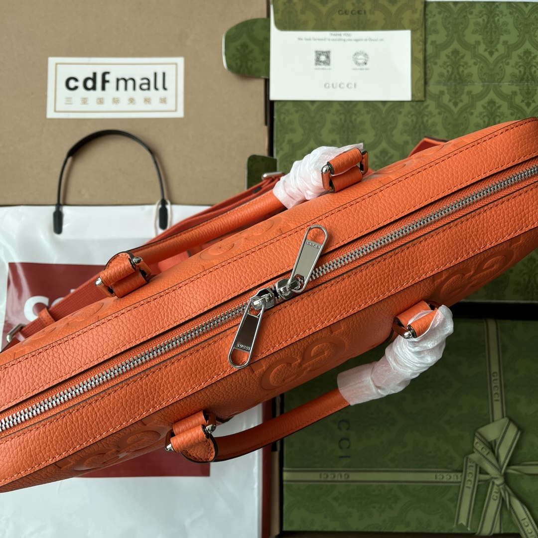 Gucci 658573 Men's Jumbo GG Briefcase Bag Orange