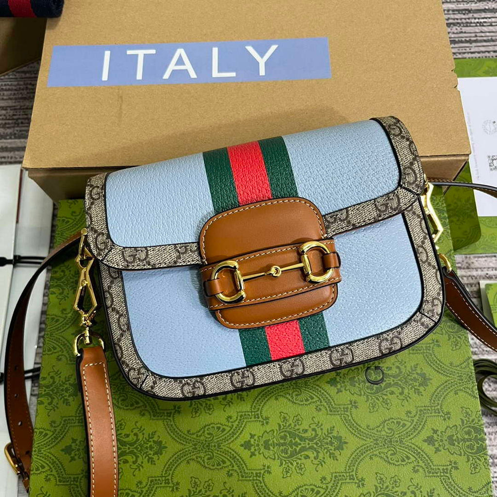 Gucci 658574 Gucci Horsebit 1955 Mini Bag Blue