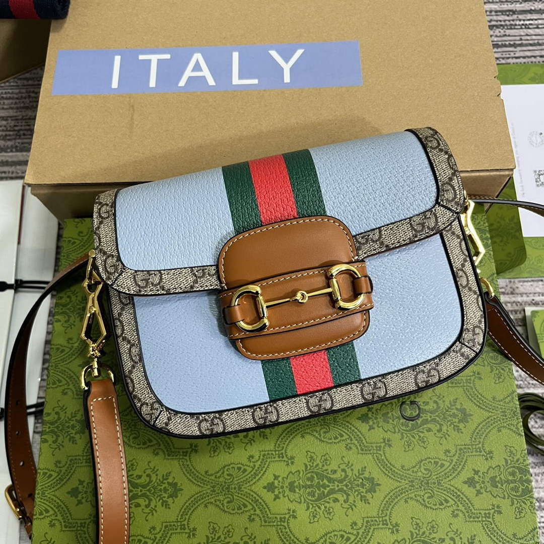 Gucci 658574 Gucci Horsebit 1955 Mini Bag Blue