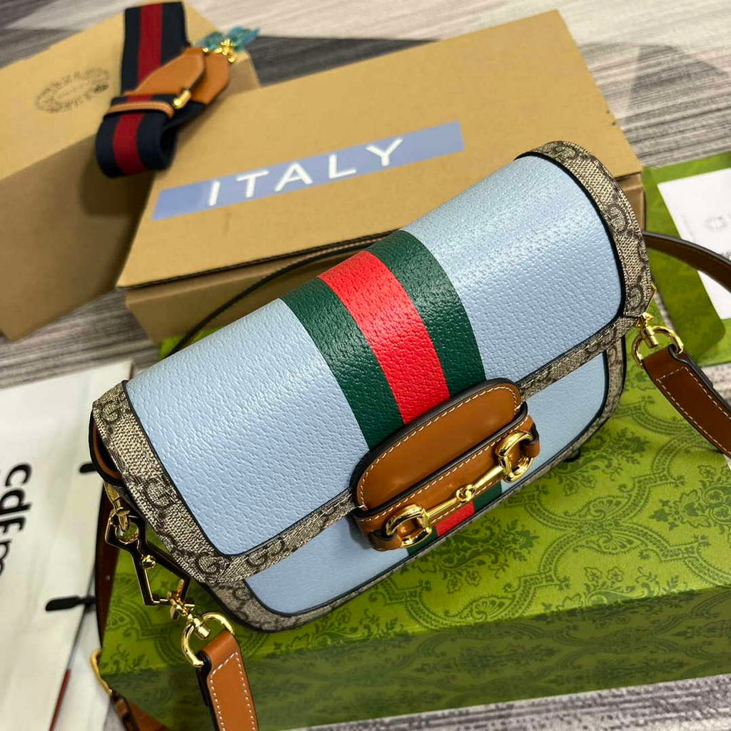 Gucci 658574 Gucci Horsebit 1955 Mini Bag Blue