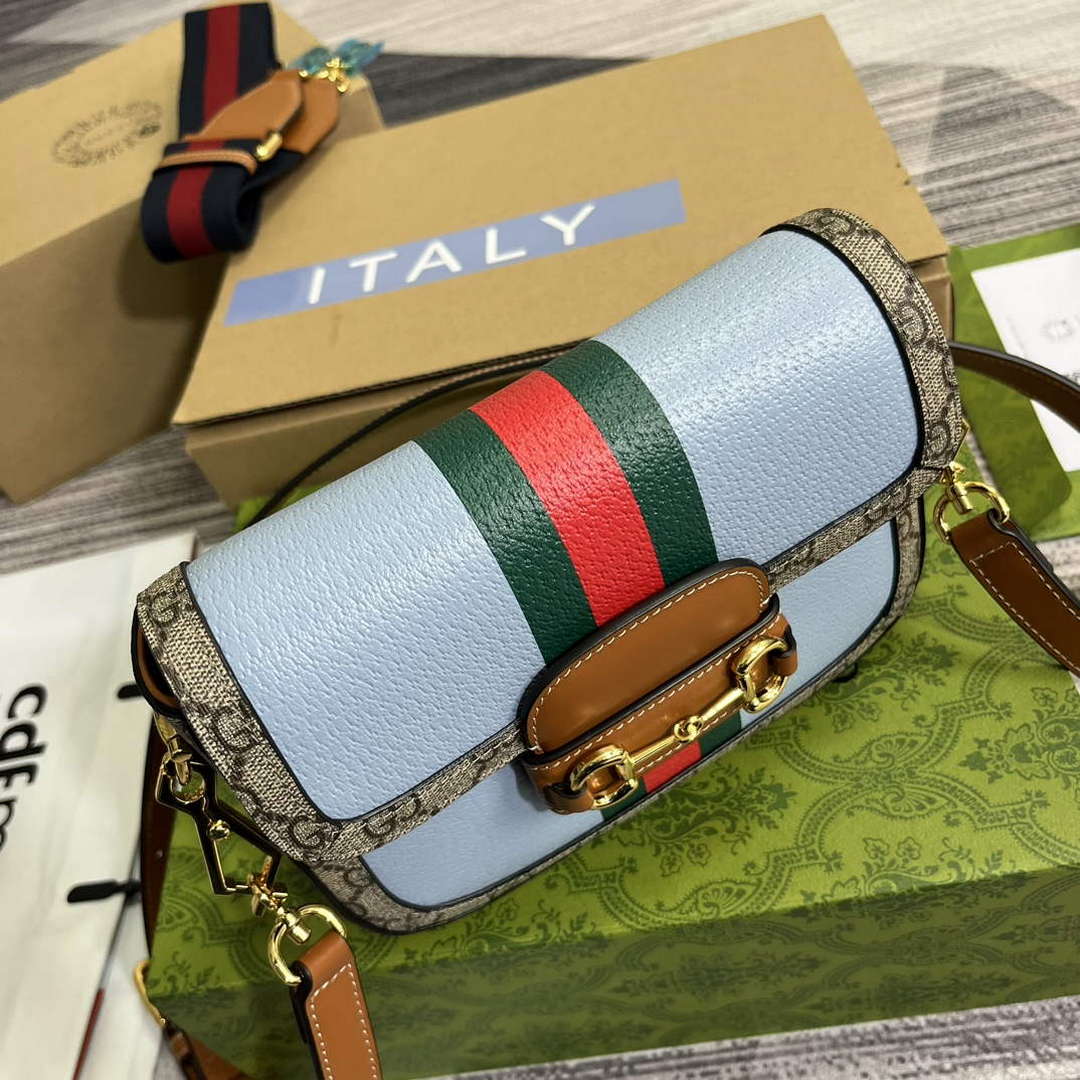 Gucci 658574 Gucci Horsebit 1955 Mini Bag Blue - Default Title - View 7