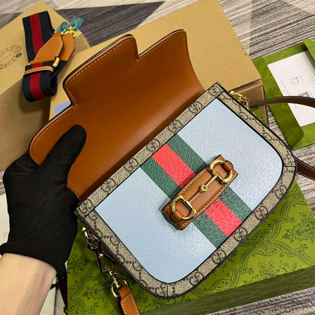 Gucci 658574 Gucci Horsebit 1955 Mini Bag Blue