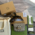 Gucci 658574 Gucci Horsebit 1955 Mini Bag Gray with Pvc Printer Logo - Default Title - View 1