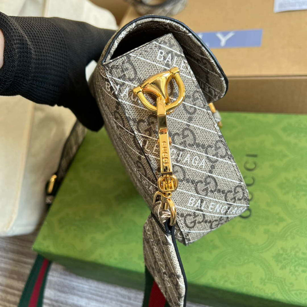 Gucci 658574 Gucci Horsebit 1955 Mini Bag Gray with Pvc Printer Logo