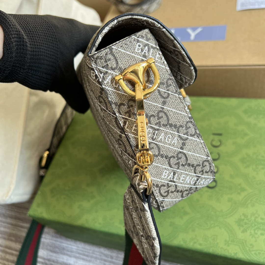 Gucci 658574 Gucci Horsebit 1955 Mini Bag Gray with Pvc Printer Logo