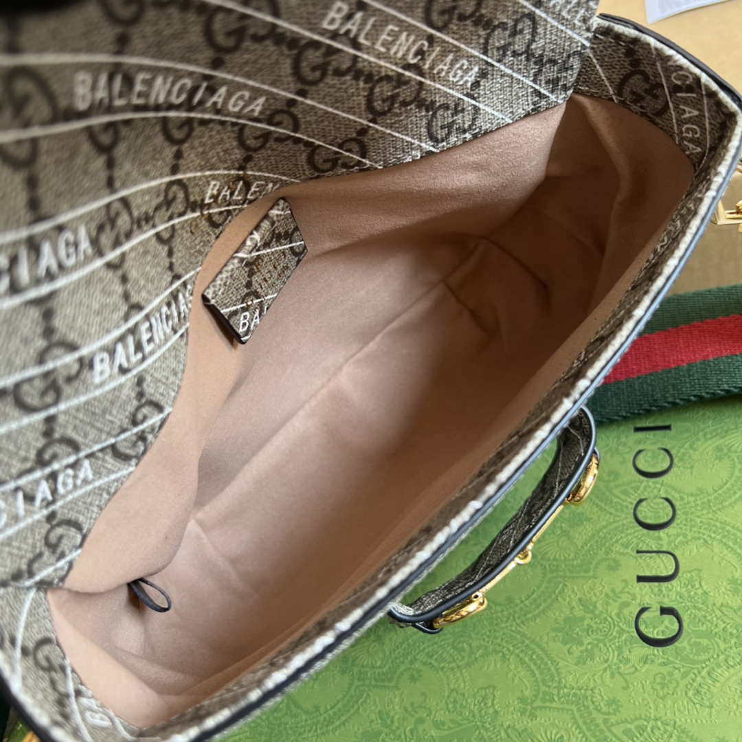 Gucci 658574 Gucci Horsebit 1955 Mini Bag Gray with Pvc Printer Logo - Default Title - View 8