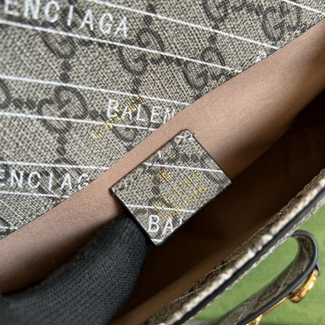 Gucci 658574 Gucci Horsebit 1955 Mini Bag Gray with Pvc Printer Logo