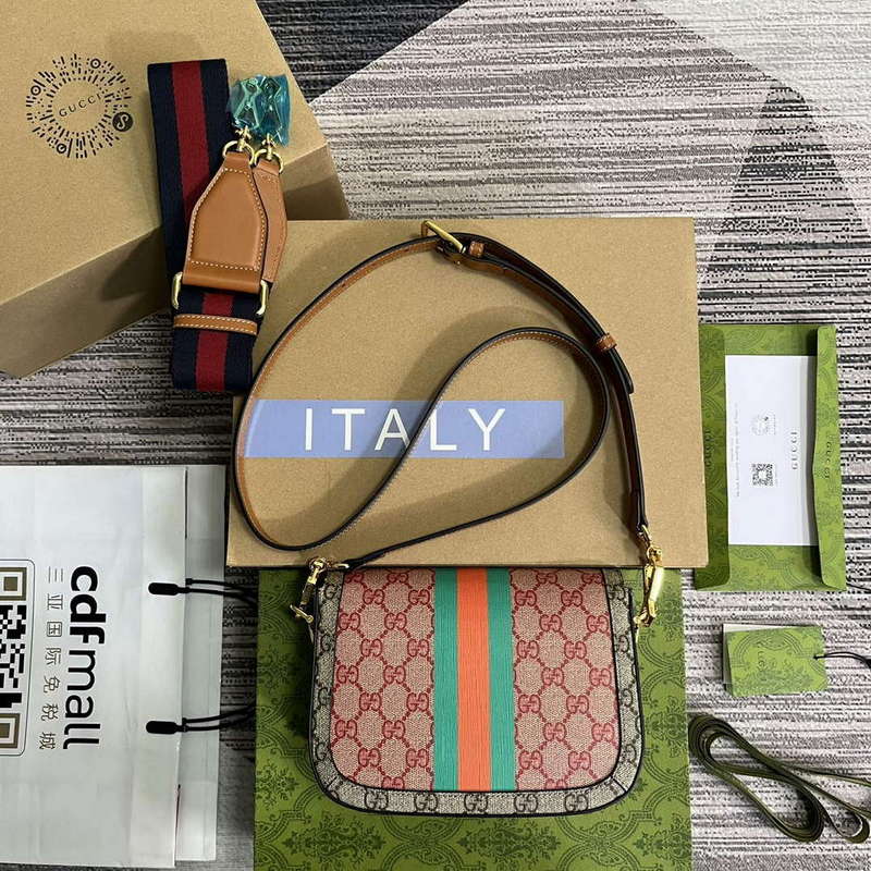Gucci 658574 Gucci Horsebit 1955 Mini Bag Red Print