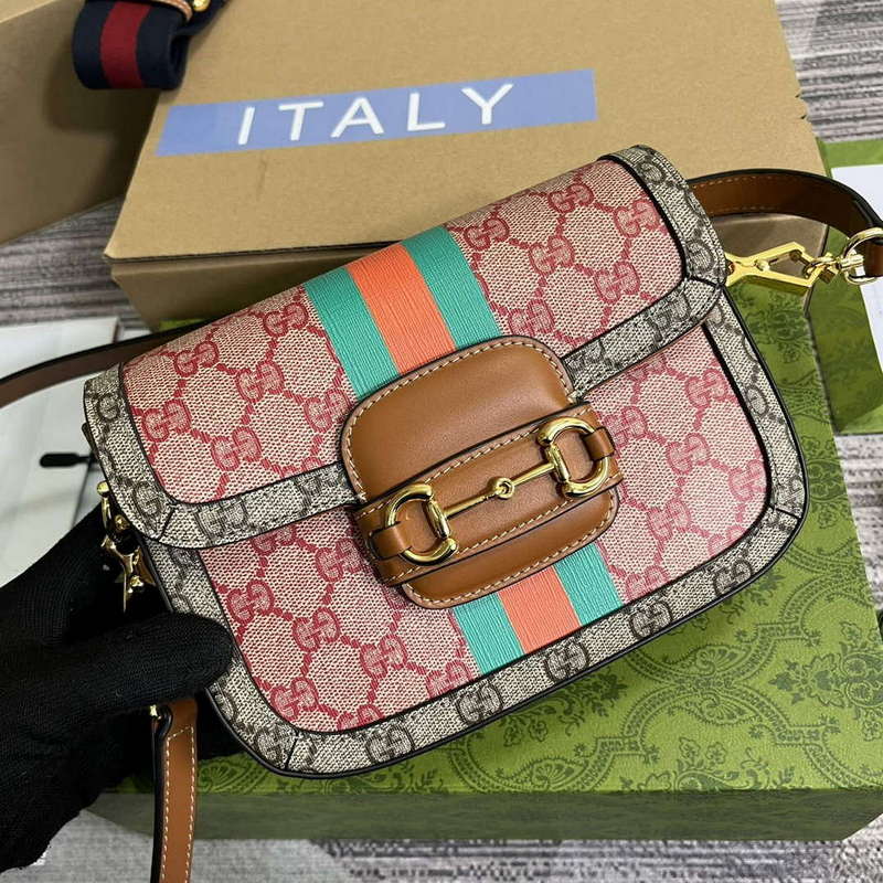 Gucci 658574 Gucci Horsebit 1955 Mini Bag Red Print - Default Title - View 4
