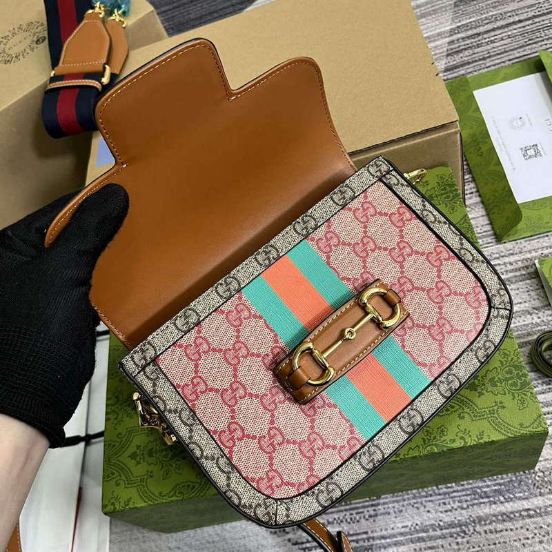 Gucci 658574 Gucci Horsebit 1955 Mini Bag Red Print - Default Title - View 8
