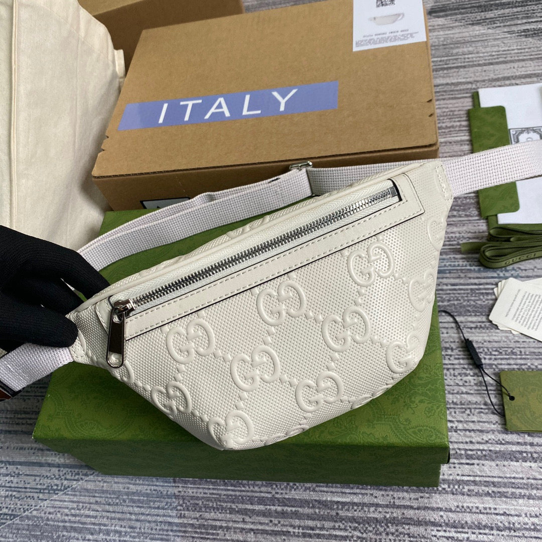 Gucci 658582 GG embossed belt bag White GG embossed leather - Default Title - View 3