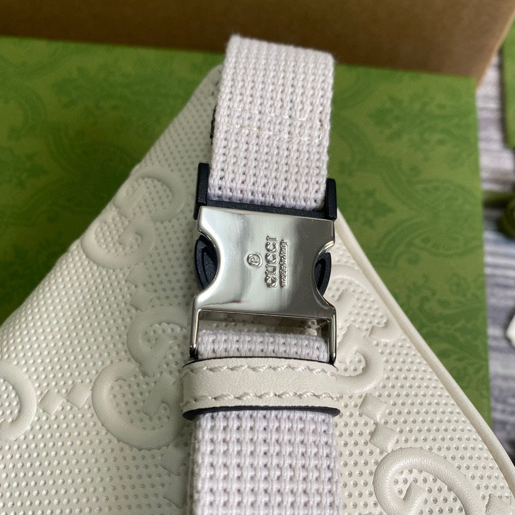 Gucci 658582 GG embossed belt bag White GG embossed leather