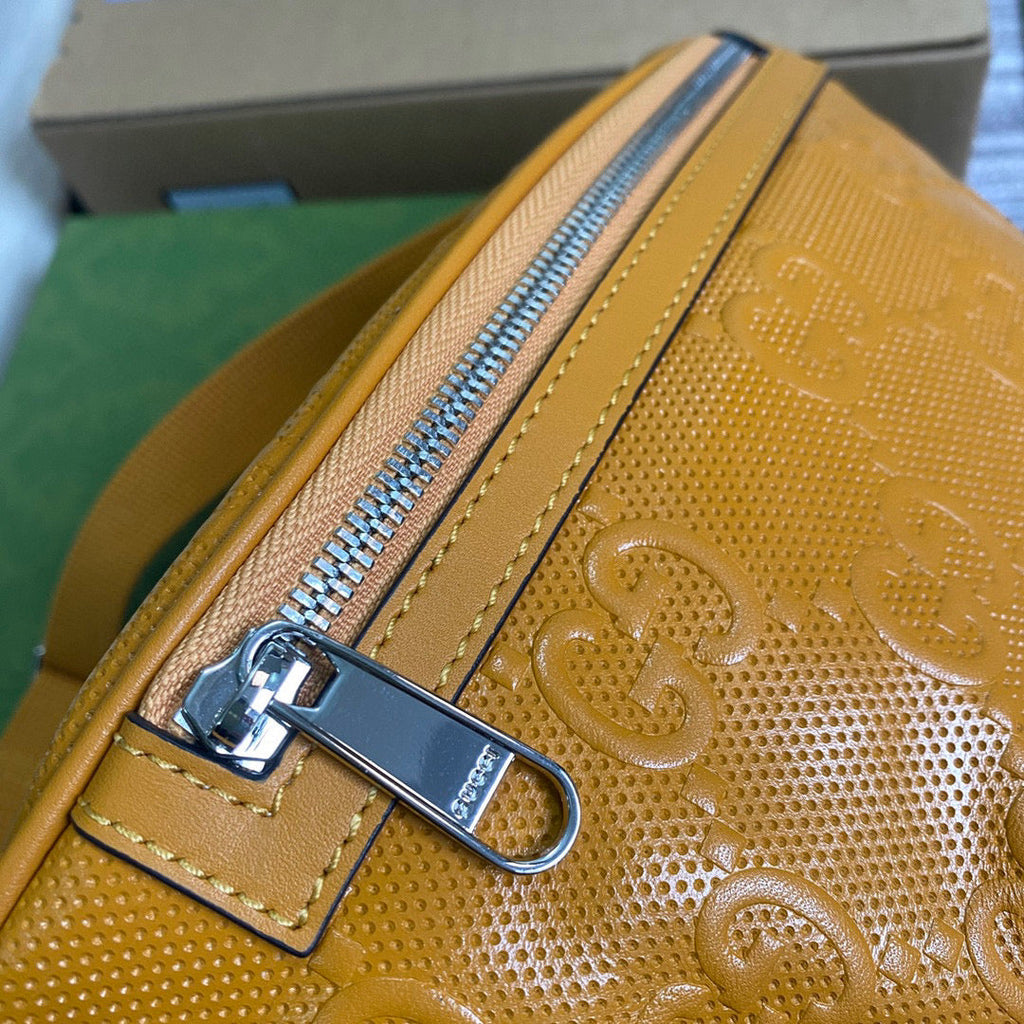 Gucci 658582 GG embossed belt bag Yellow GG embossed leather