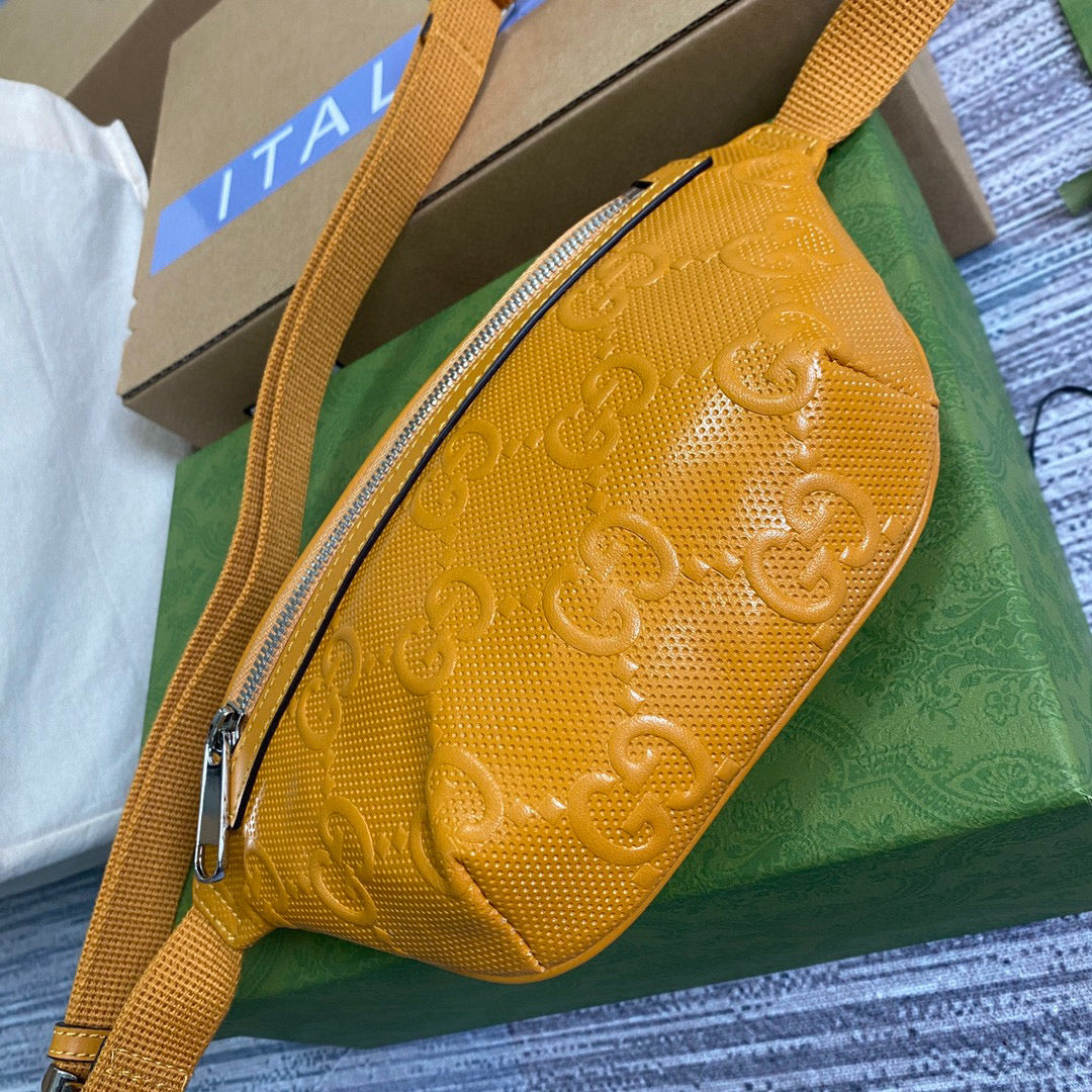 Gucci 658582 GG embossed belt bag Yellow GG embossed leather