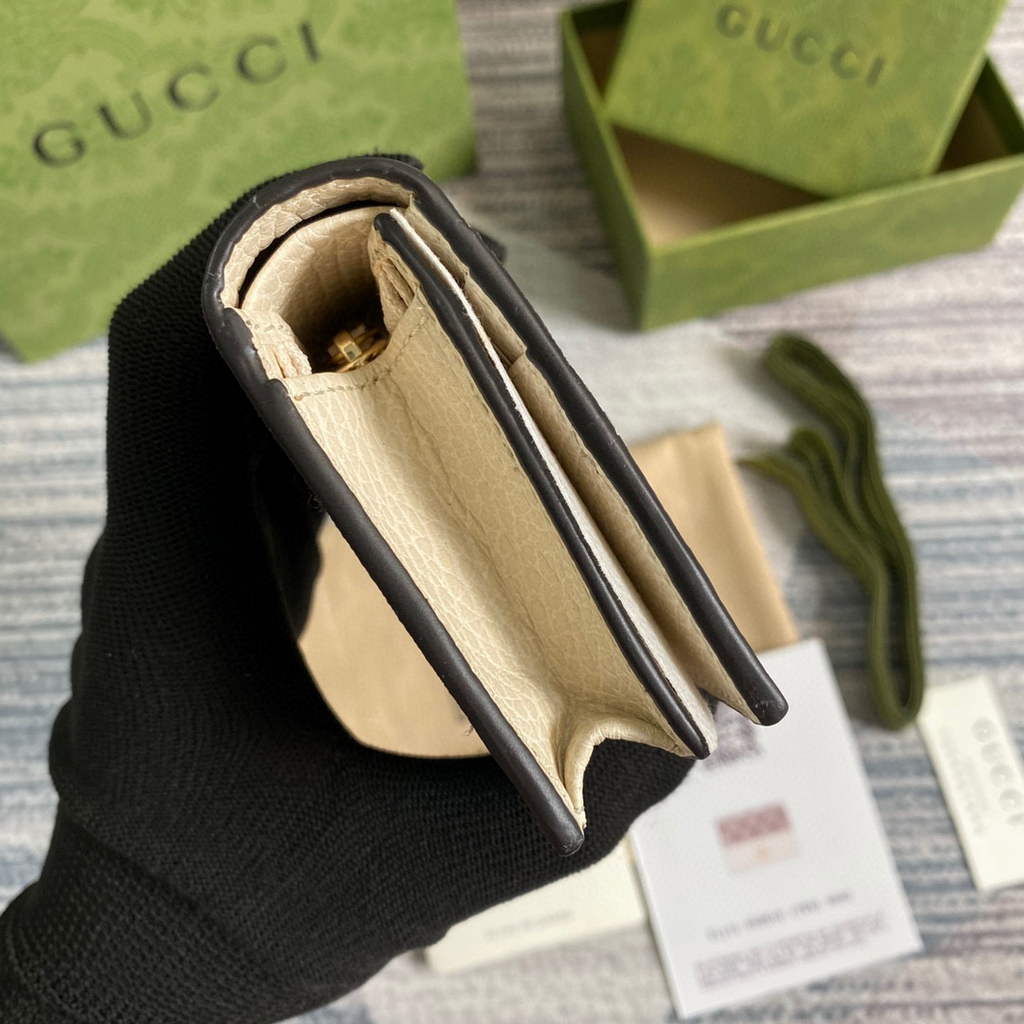 Gucci 658610 GG Marmont Card Case Wallet White