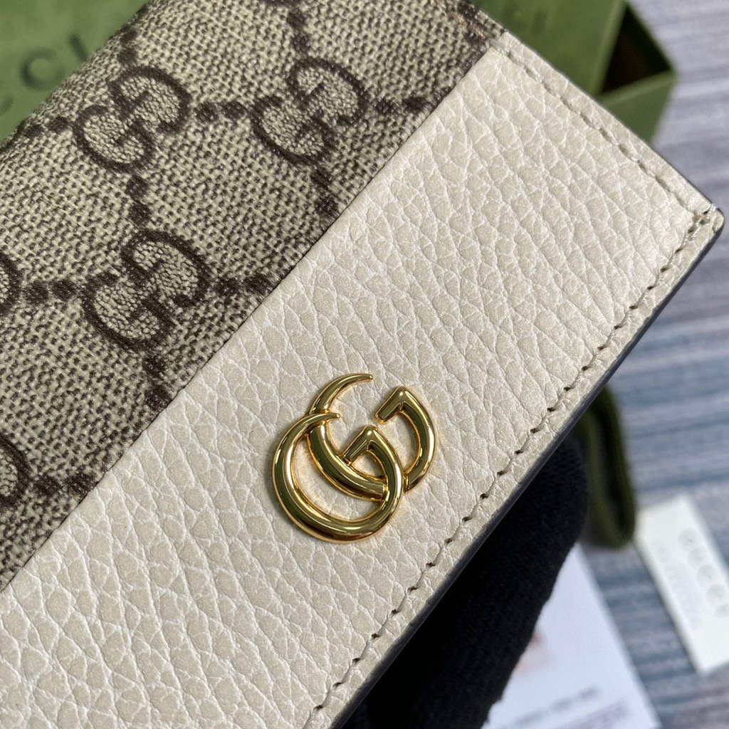 Gucci 658610 GG Marmont Card Case Wallet White