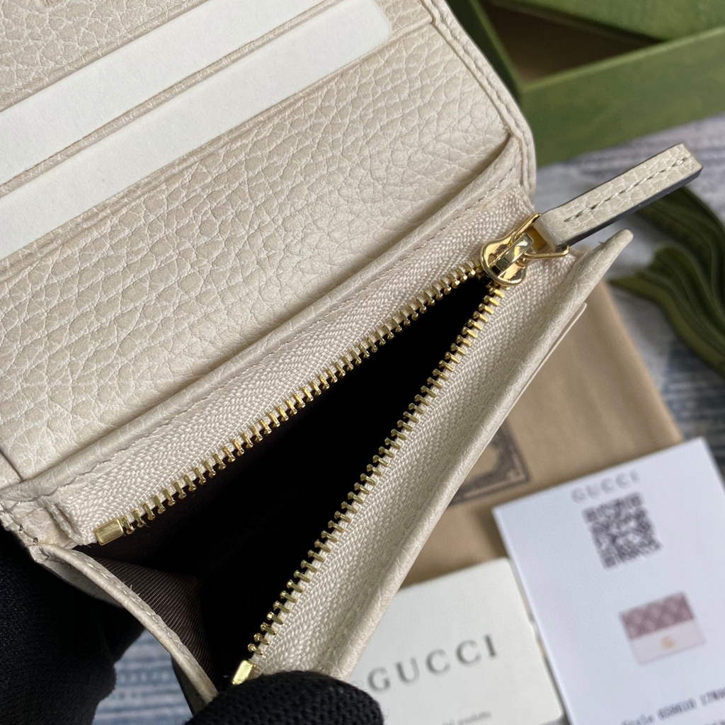 Gucci 658610 GG Marmont Card Case Wallet White