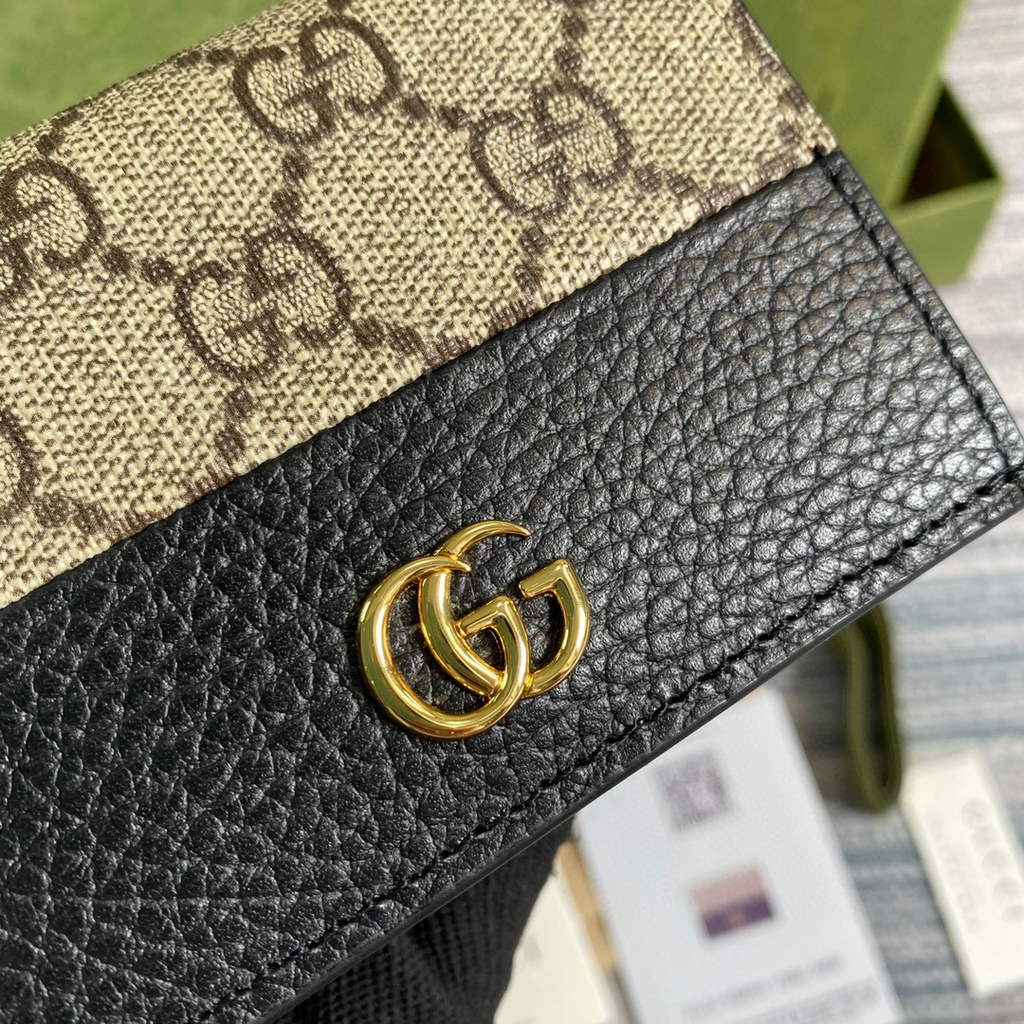 Gucci 658610 GG Marmont Card Case Wallet Black