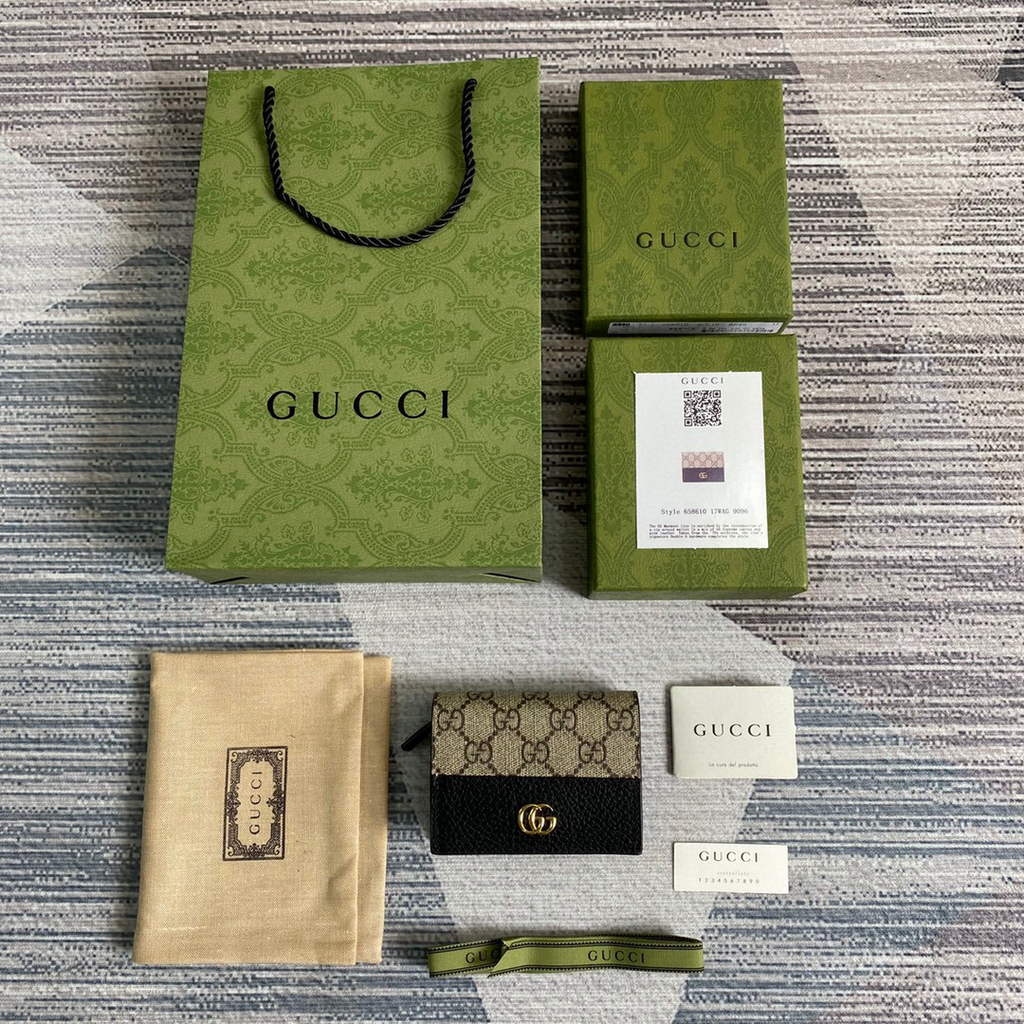 Gucci 658610 GG Marmont Card Case Wallet Black
