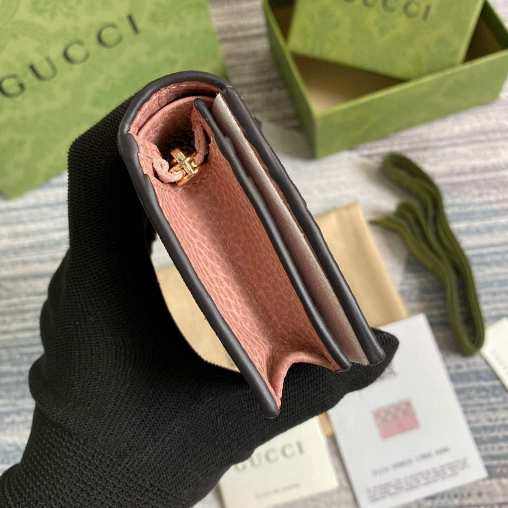 Gucci 658610 GG Marmont Card Case Wallet Pink