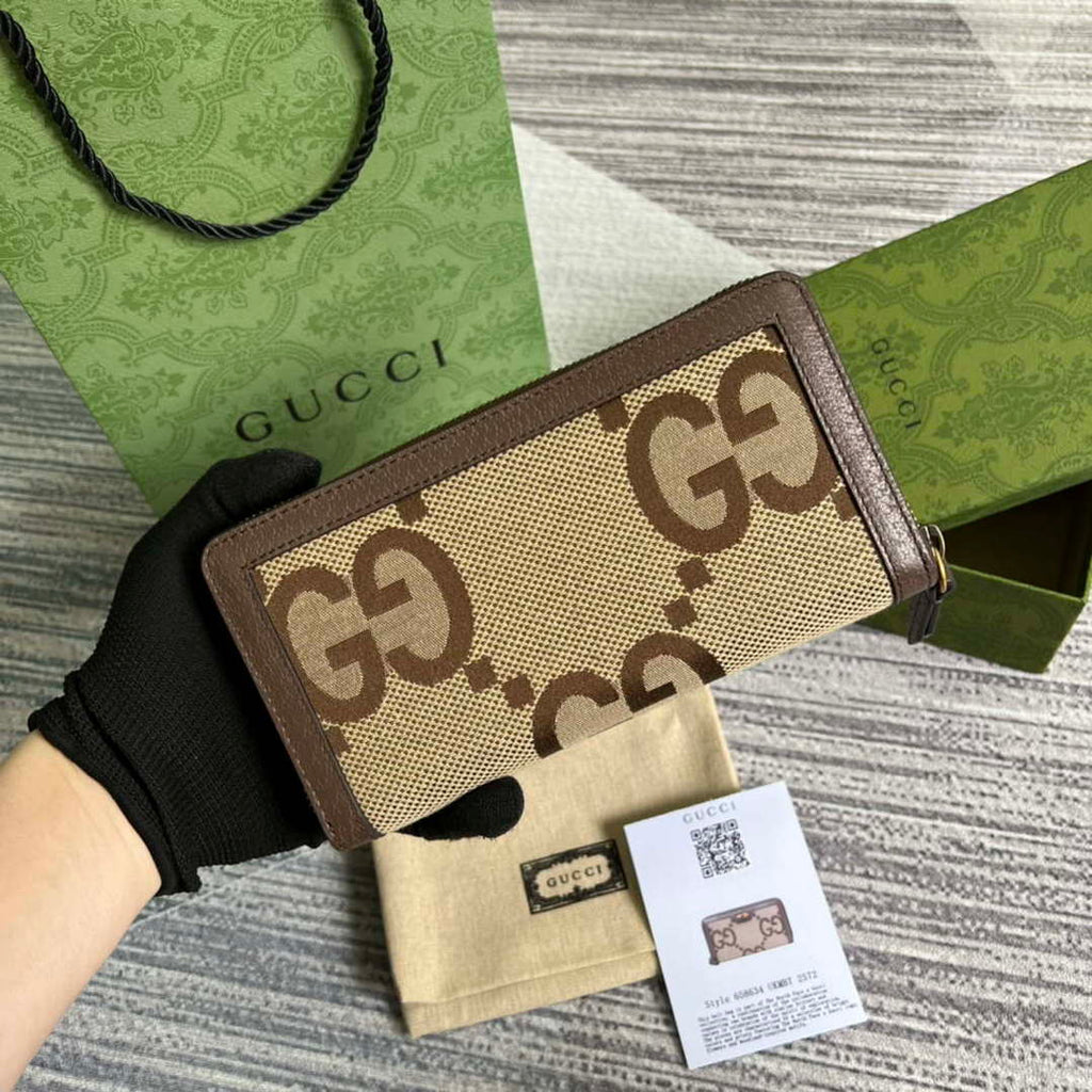 Gucci 658634 Original Brown leather bamboo wallet