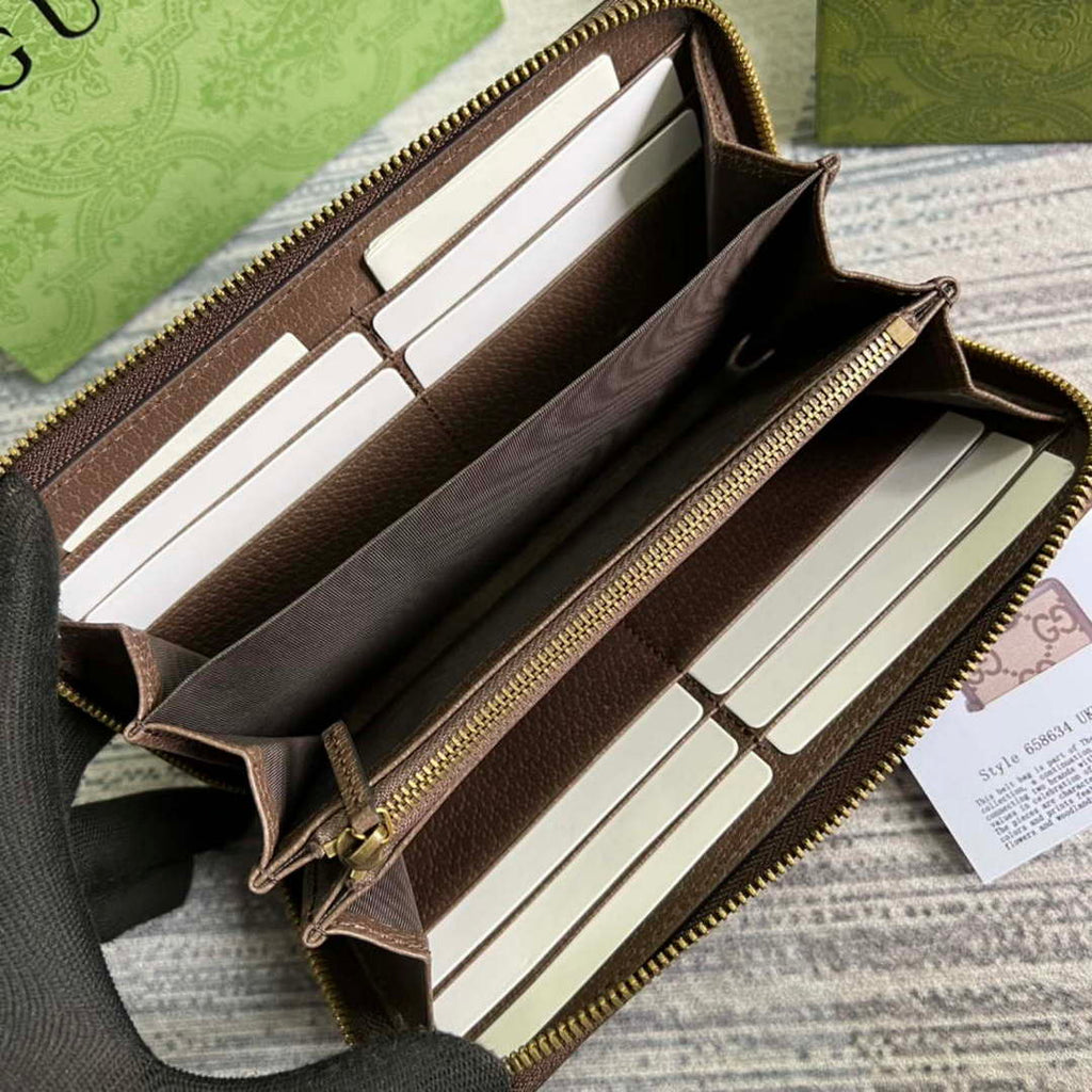 Gucci 658634 Original Brown leather bamboo wallet