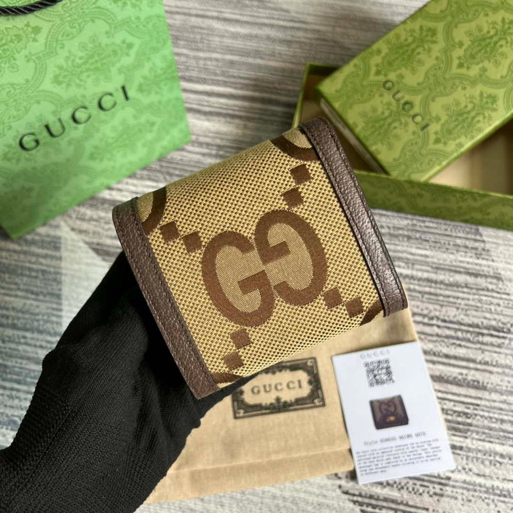 Gucci 658635 Original Brown leather bamboo wallet